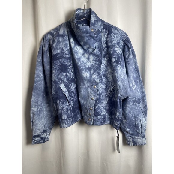 BLANK NYC Tie Dye Denim Utility Moto Jacket In Blue Tide Is High Sz S New - Picture 5 of 10